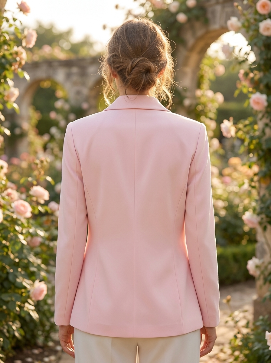 Pink Shawl Lapel Blazer – Elegant Minimalist Tailoring