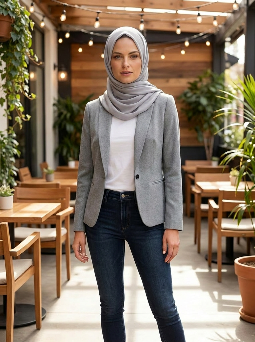 Women’s Classic Light Grey Tailored Blazer – Slim Fit Workwear