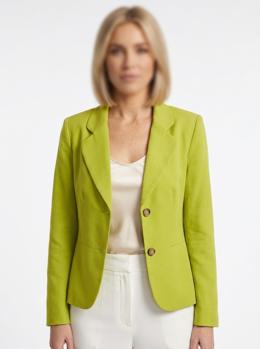 Women's Tailored Lime Green Blazer – Slim Fit Two-Button Professional Suit Jacket