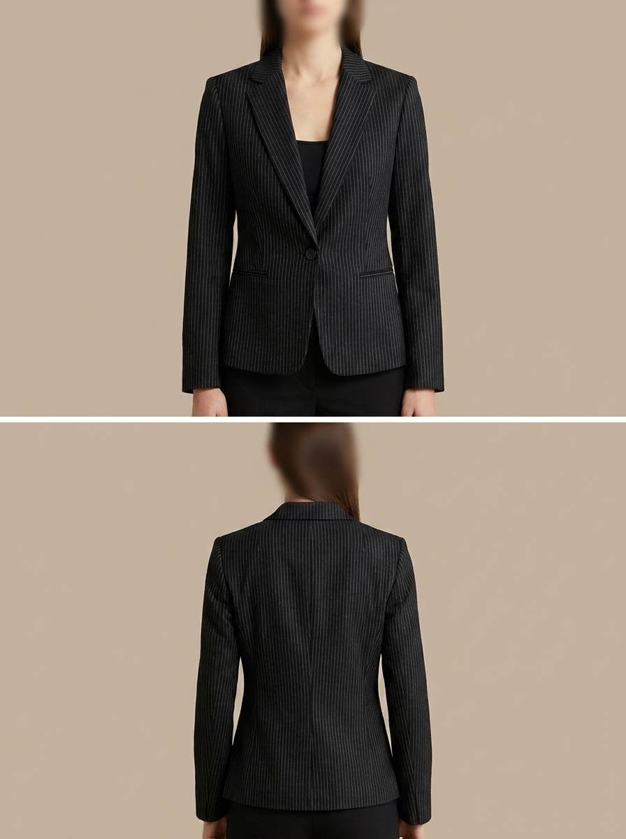 Women’s Classic Black Pinstripe Blazer – Sharp Tailored Executive Workwear