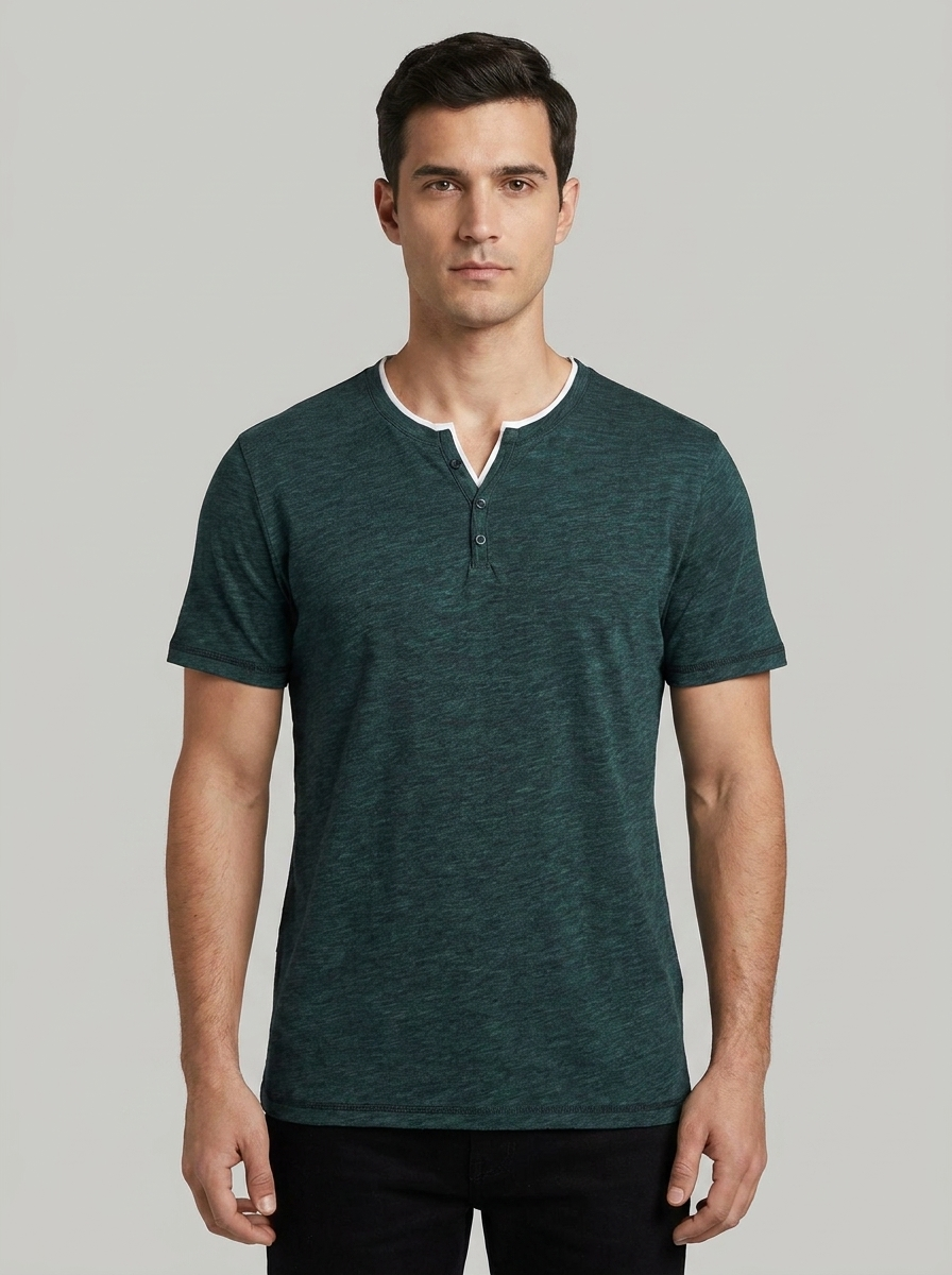 Men’s Slim-Fit Henley T-Shirt – Finelook