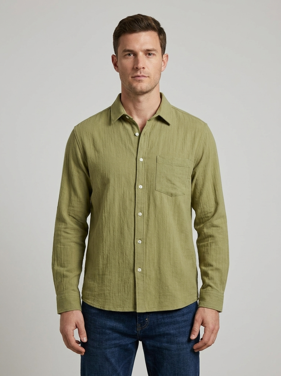Men’s Slim-Fit Textured Stretch Long-Sleeve Button-Down Shirt