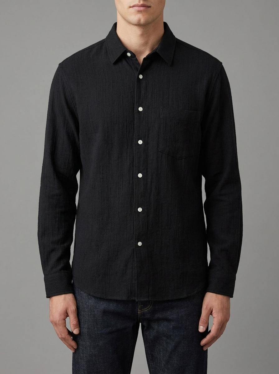 Men’s Slim-Fit Textured Stretch Long-Sleeve Button-Down Shirt