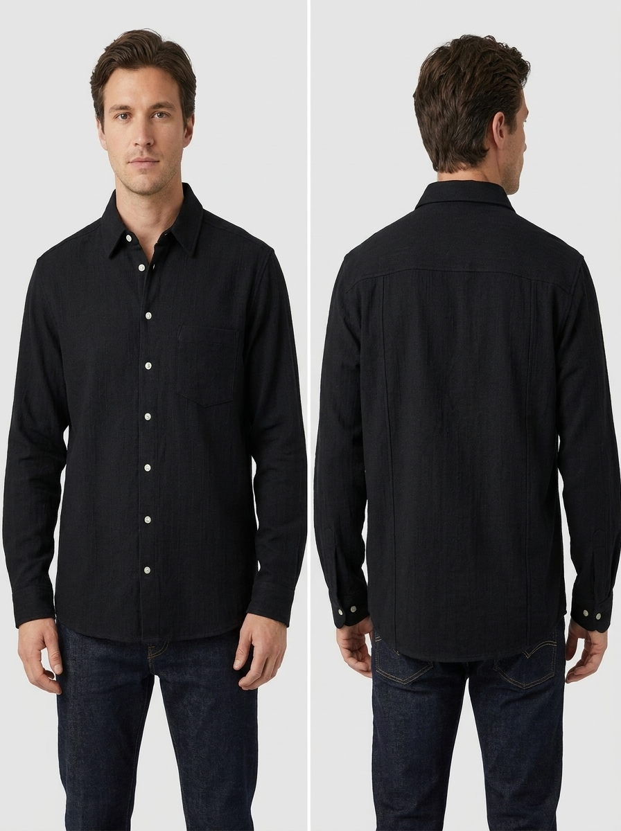 Men’s Slim-Fit Textured Stretch Long-Sleeve Button-Down Shirt
