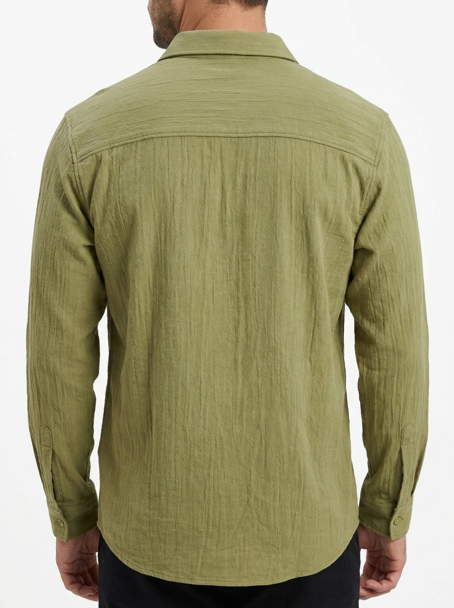Men’s Slim-Fit Textured Stretch Long-Sleeve Button-Down Shirt
