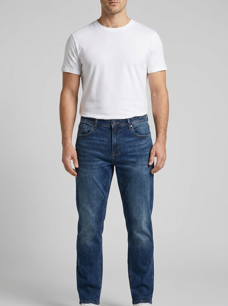 Men’s Premium Straight-Leg Stretch Jeans - Finelook