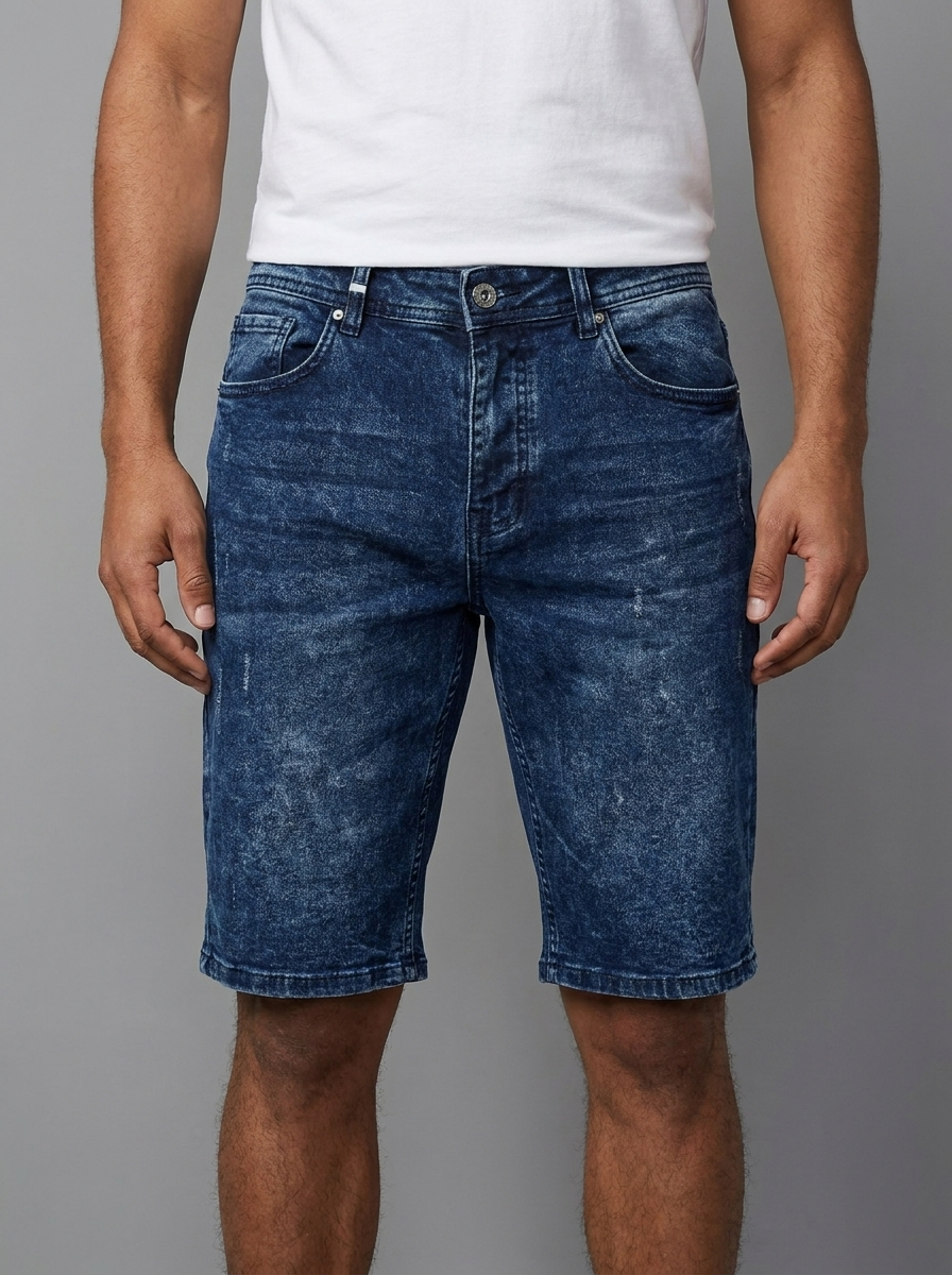 Men’s Slim Fit Denim Shorts - Finelook