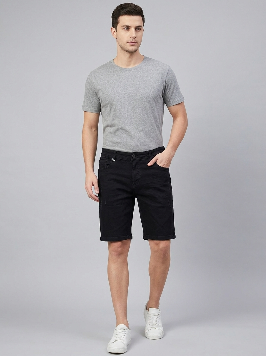 Men’s Slim Fit Denim Shorts - Finelook
