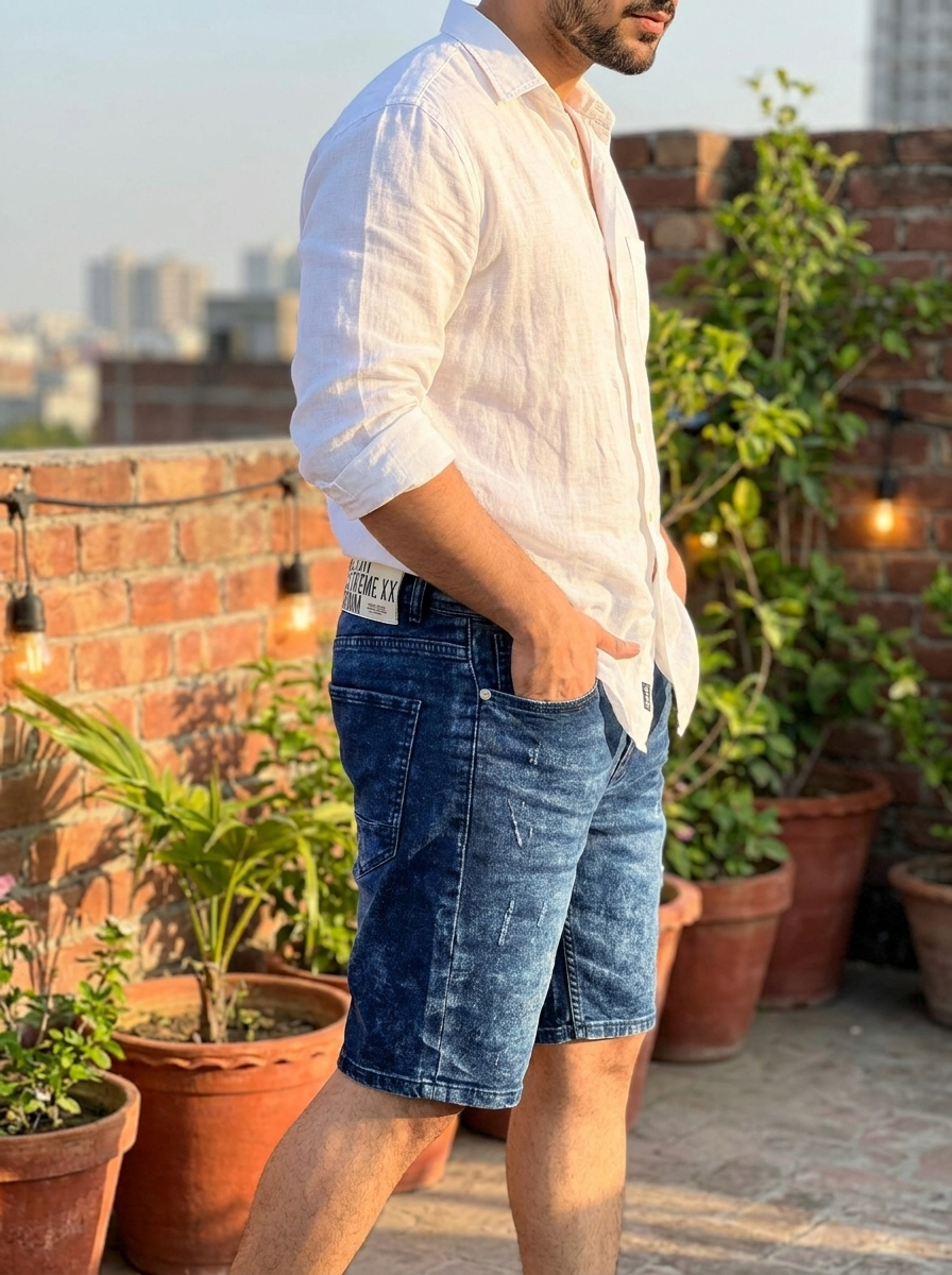 Men's Slim Fit Denim Shorts - Finelook FineLook Men's Slim Fit Denim Shorts - Finelook FineLook