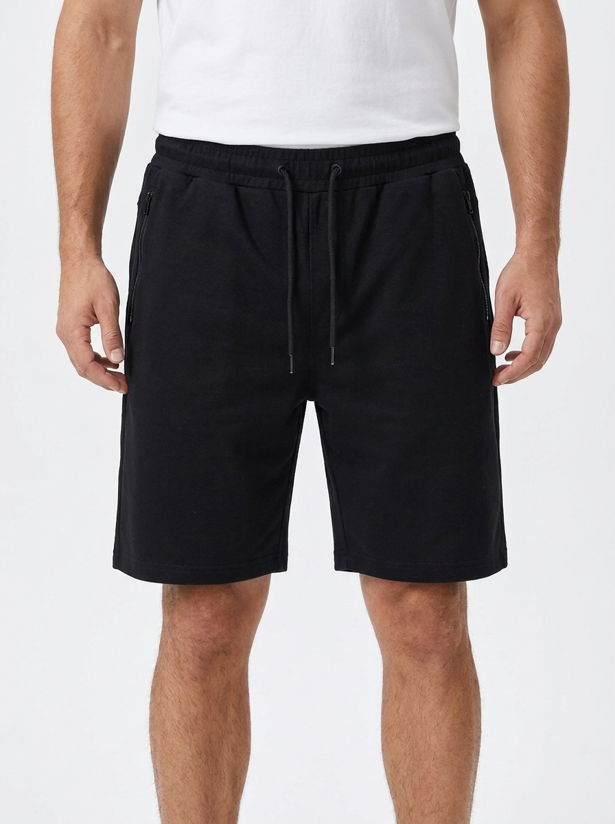 Men’s Jersey Sweat Shorts – Secure Zip Pockets – Adjustable Drawstring Waist