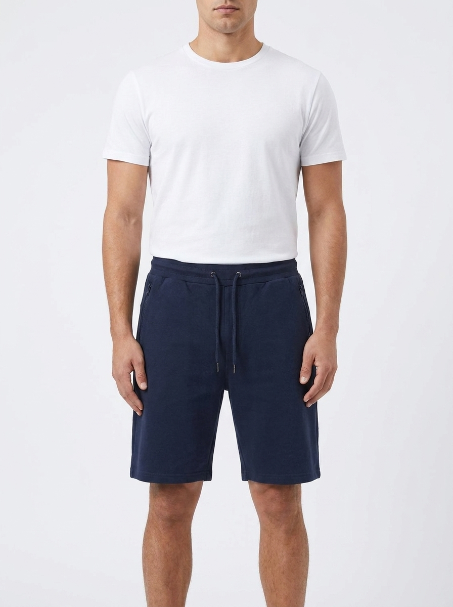 Men’s Jersey Sweat Shorts – Secure Zip Pockets – Adjustable Drawstring Waist