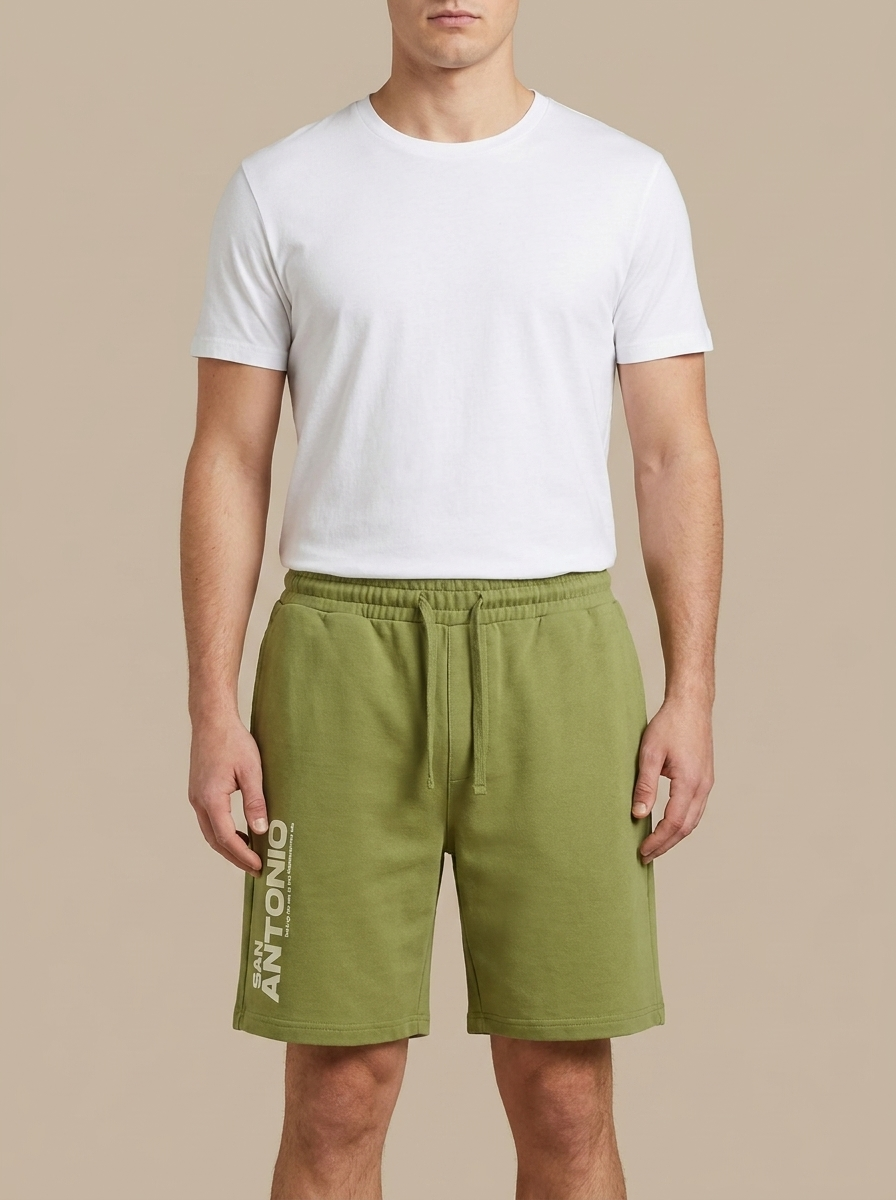Men’s Graphic Sweat Shorts – "San Antonio" Print – Adjustable Drawstring Waist