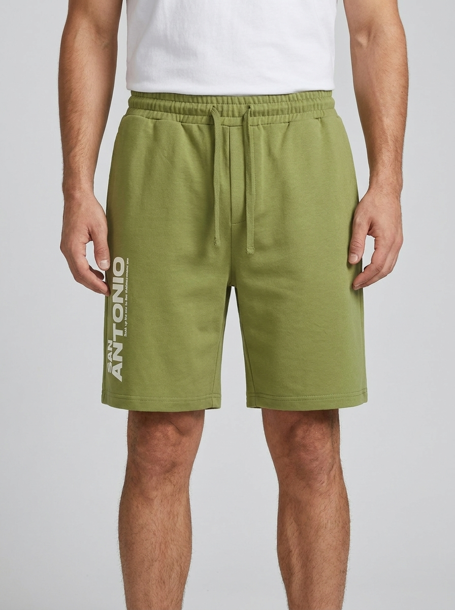 Men’s Graphic Sweat Shorts – "San Antonio" Print – Adjustable Drawstring Waist