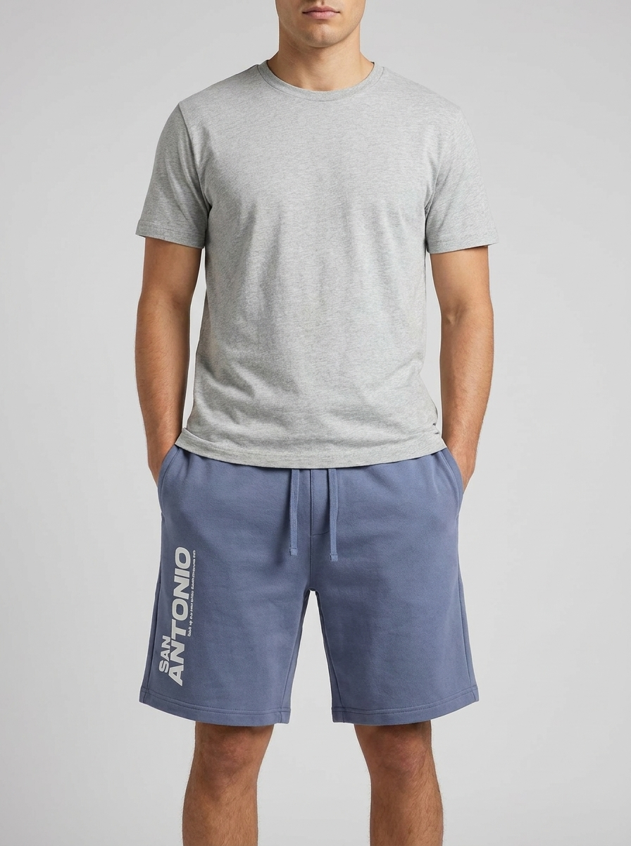 Men’s Graphic Sweat Shorts – "San Antonio" Print – Adjustable Drawstring Waist