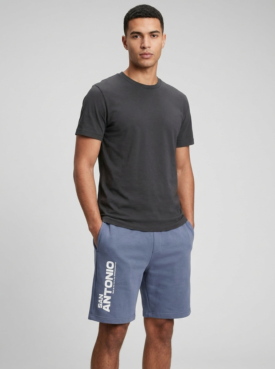 Men’s Graphic Sweat Shorts – "San Antonio" Print – Adjustable Drawstring Waist
