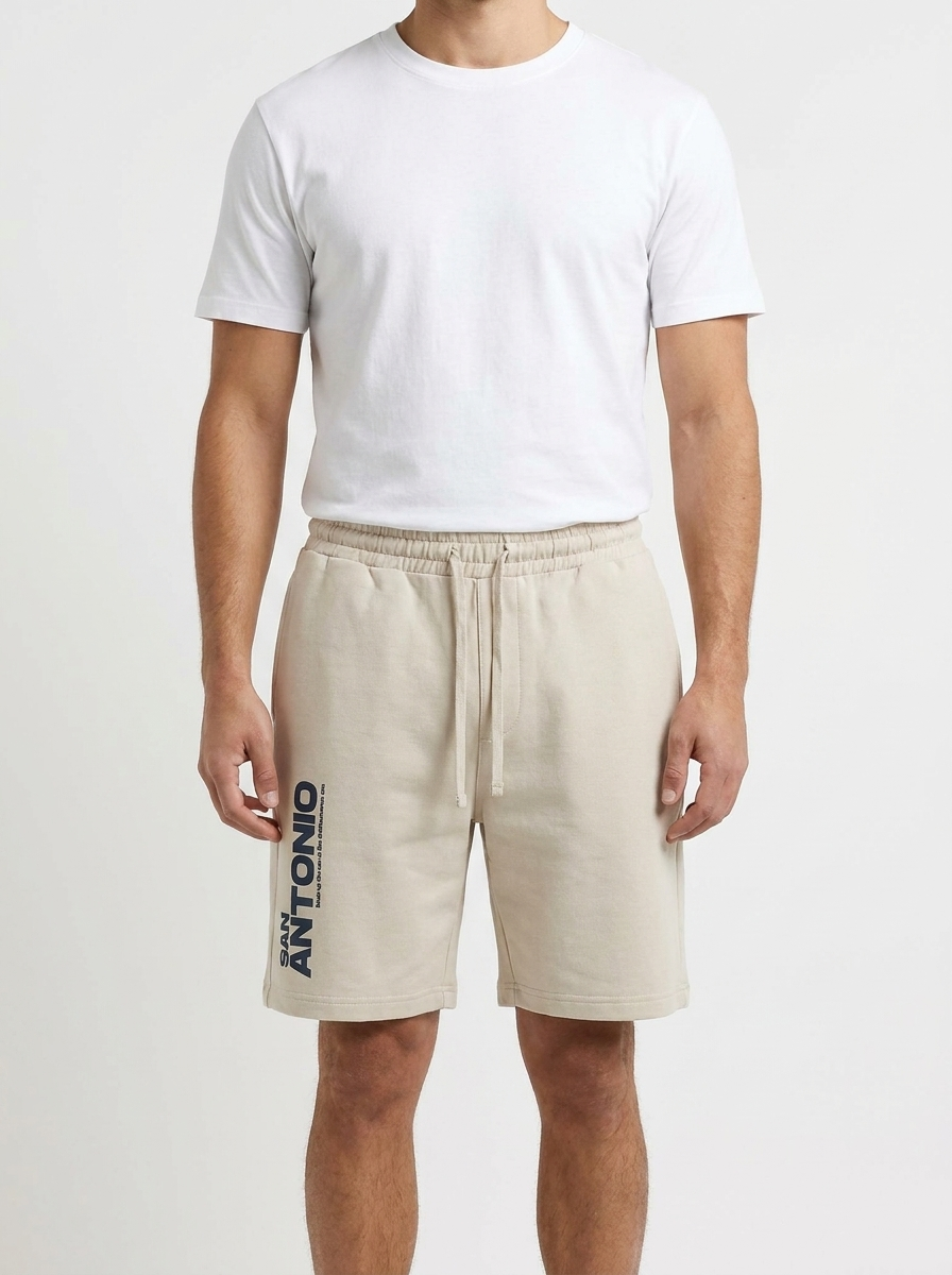 Men’s Graphic Sweat Shorts – "San Antonio" Print – Adjustable Drawstring Waist