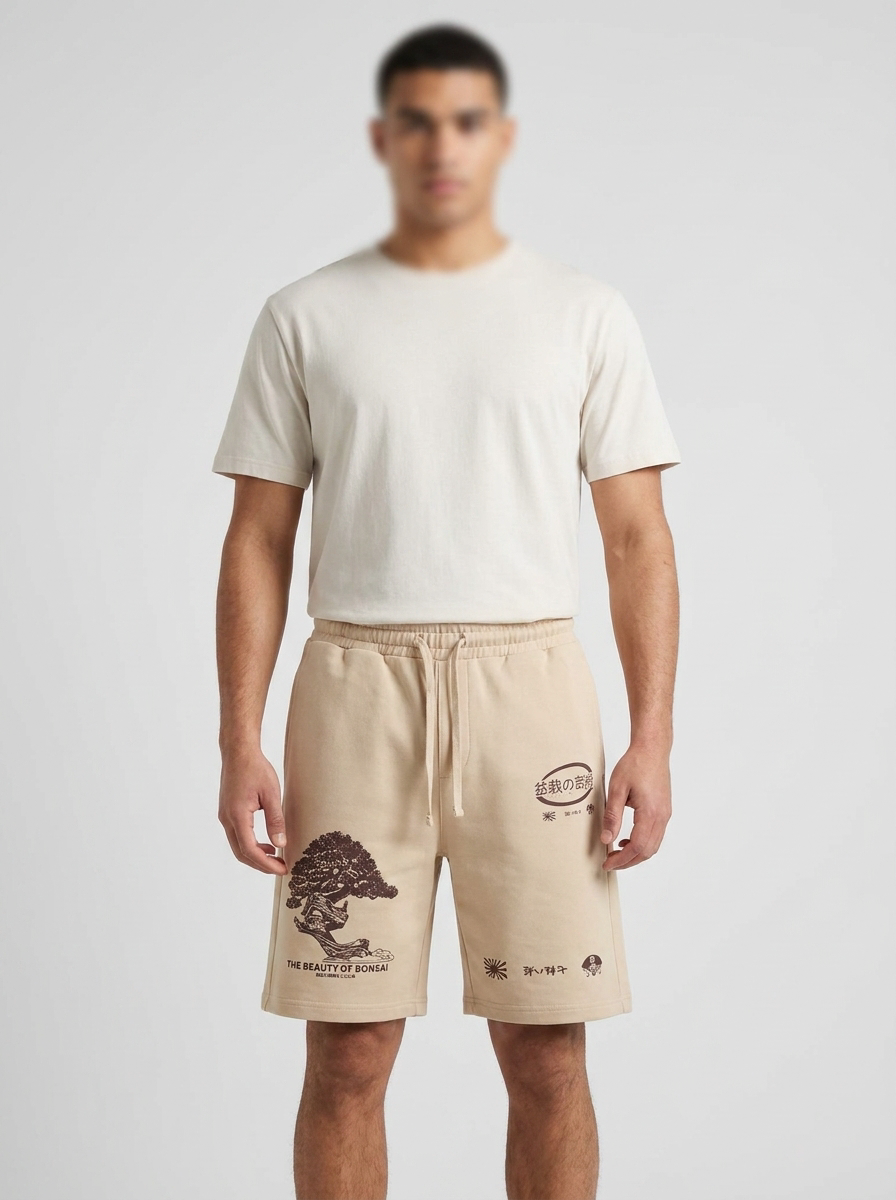 Men's Graphic Fleece Sweat Shorts – "The Beauty of Bonsai" Edition