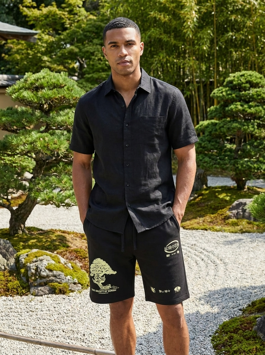 Men's Graphic Fleece Sweat Shorts – "The Beauty of Bonsai" Edition