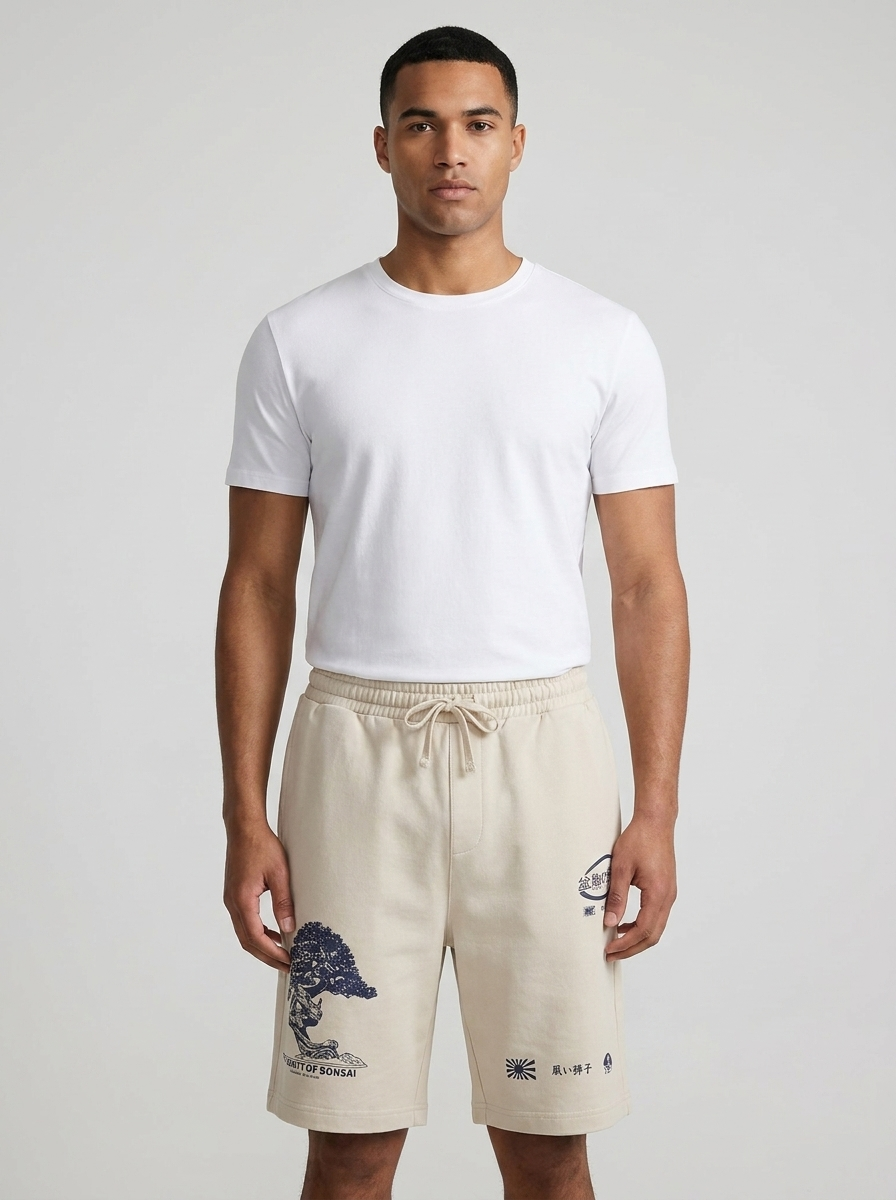 Men's Graphic Fleece Sweat Shorts – "The Beauty of Bonsai" Edition