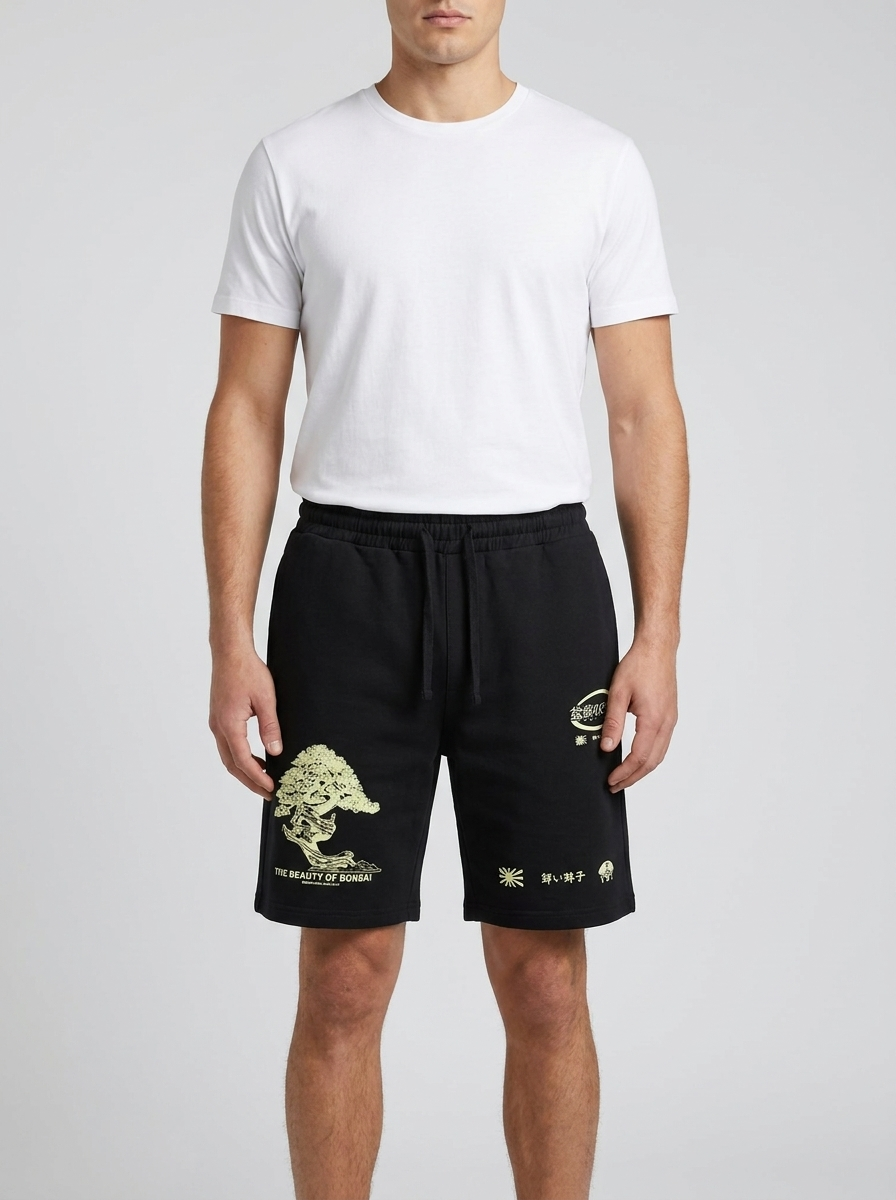 Men's Graphic Fleece Sweat Shorts – "The Beauty of Bonsai" Edition