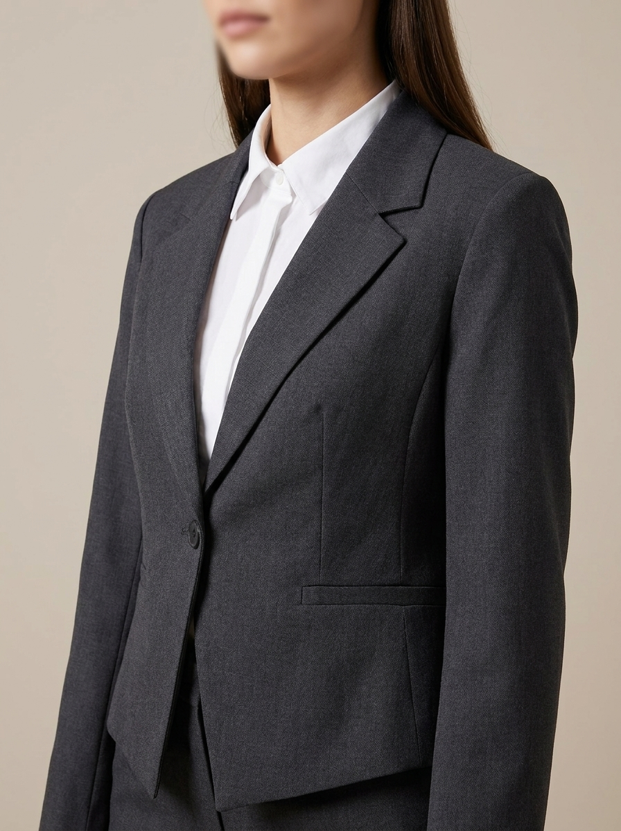 Women's Single Button Tailored Blazer | Grey Formal & Smart Casual Workwear