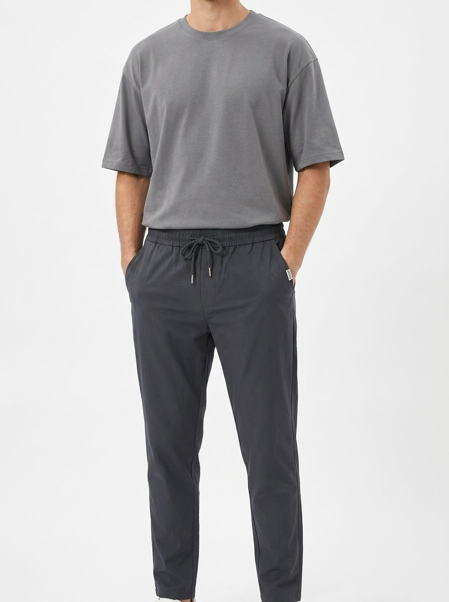 Men's Slim Fit Drawstring Jogger Trousers | Elastic Waist Casual Pants