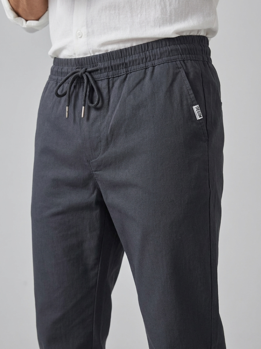 Men's Slim Fit Drawstring Jogger Trousers | Elastic Waist Casual Pants