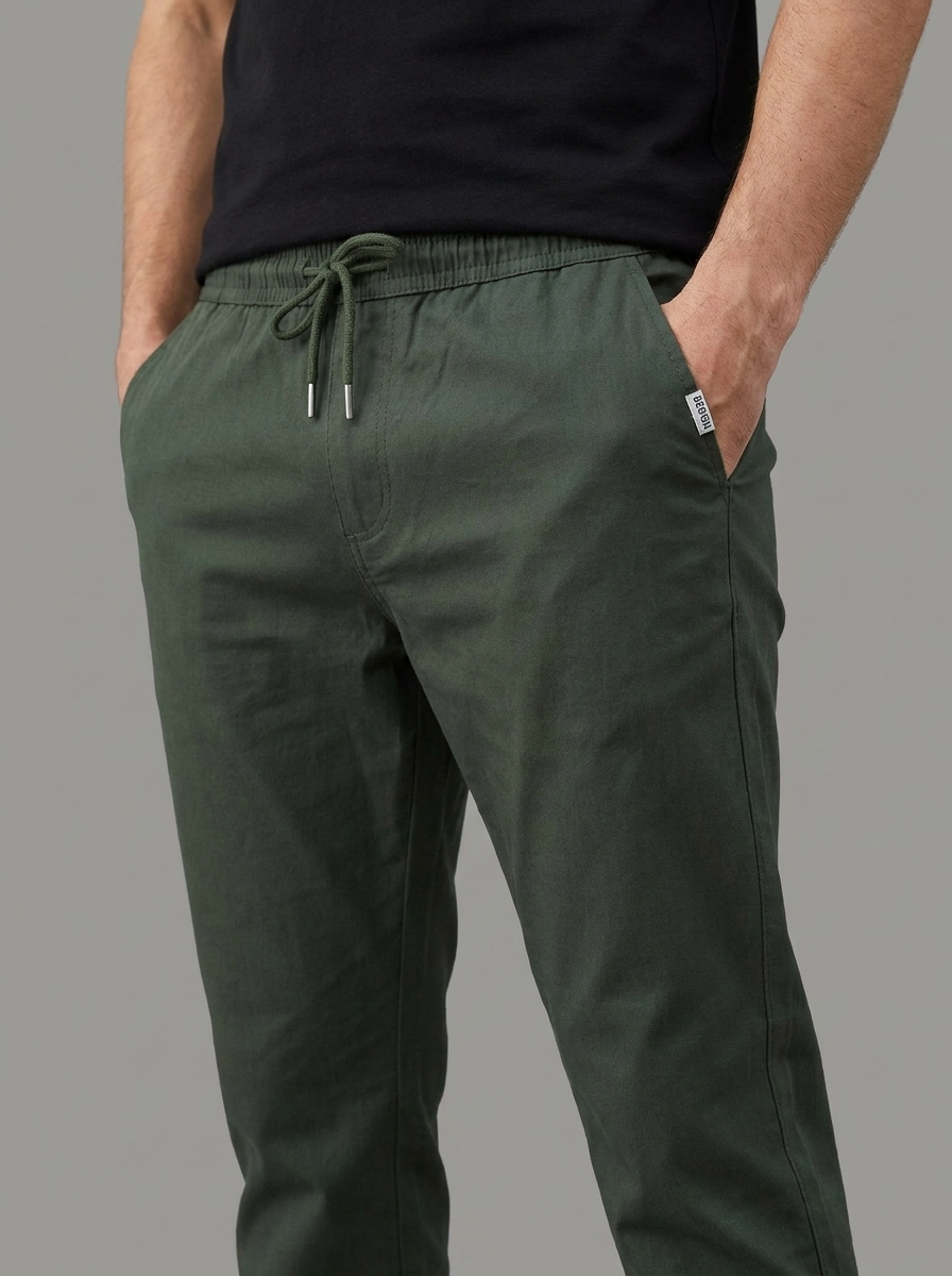 Men's Slim Fit Drawstring Jogger Trousers | Elastic Waist Casual Pants