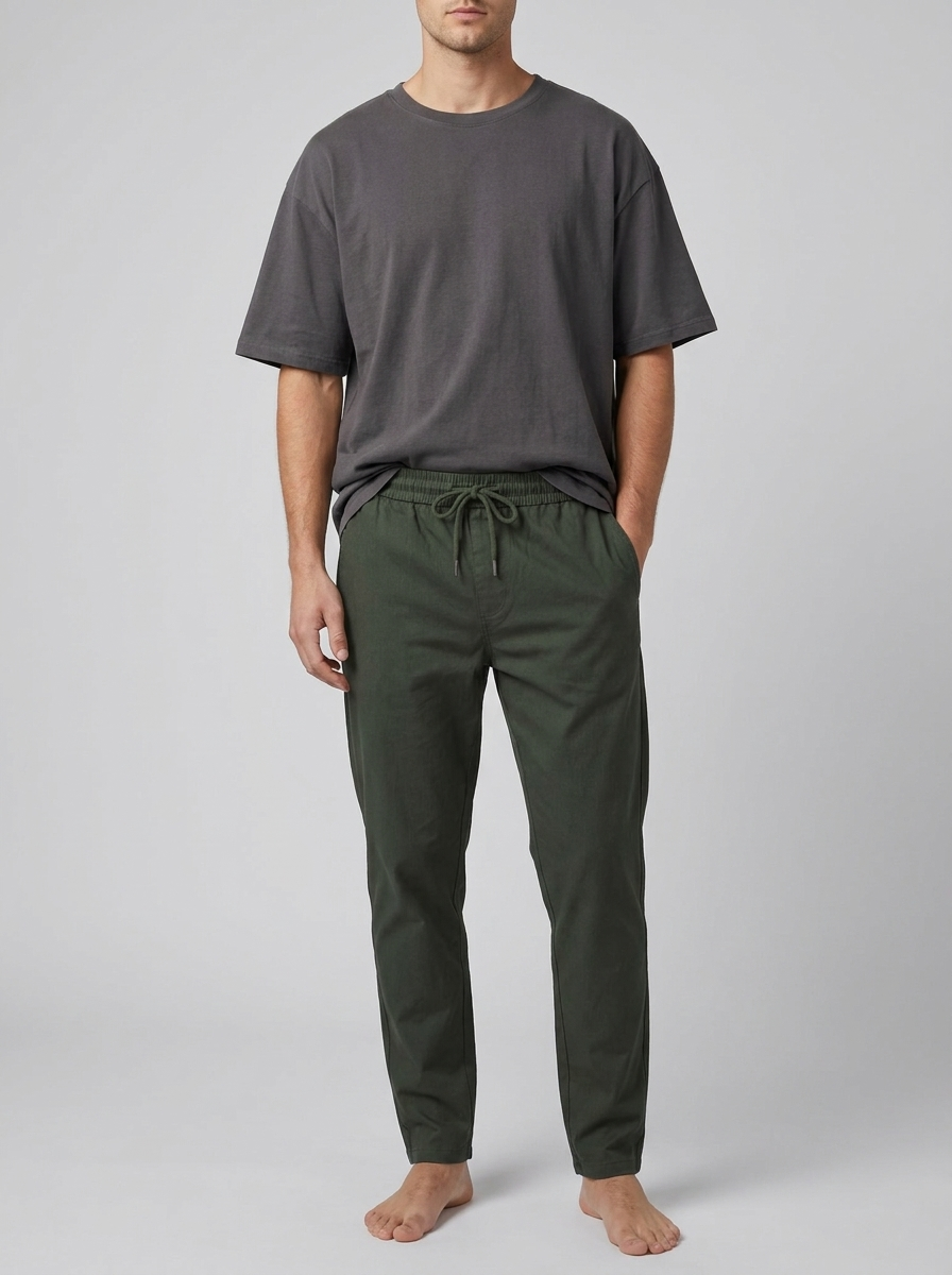 Men's Slim Fit Drawstring Jogger Trousers | Elastic Waist Casual Pants