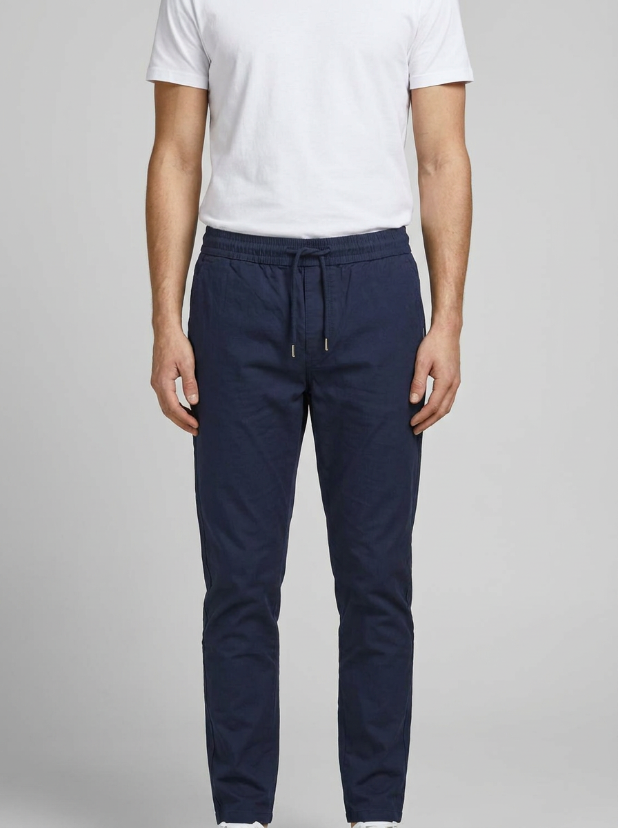 Men's Slim Fit Drawstring Jogger Trousers | Elastic Waist Casual Pants
