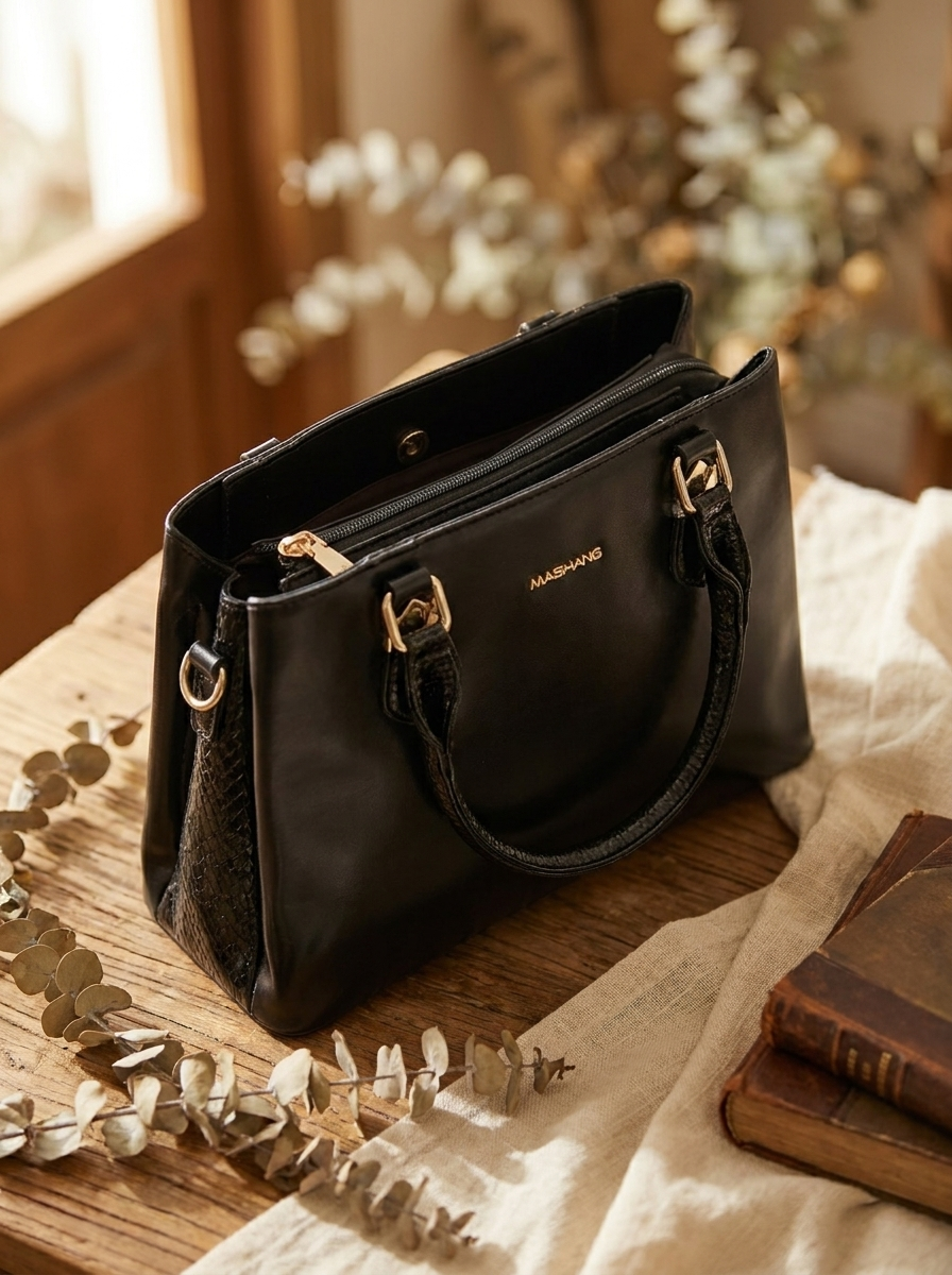 Women's Elegant Top Handle Satchel Bag - Multi-Compartment Crossbody Handbag