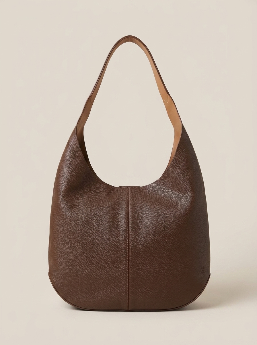 Women's Minimalist Hobo Shoulder Bag – Soft Leather Everyday Tote Handbag