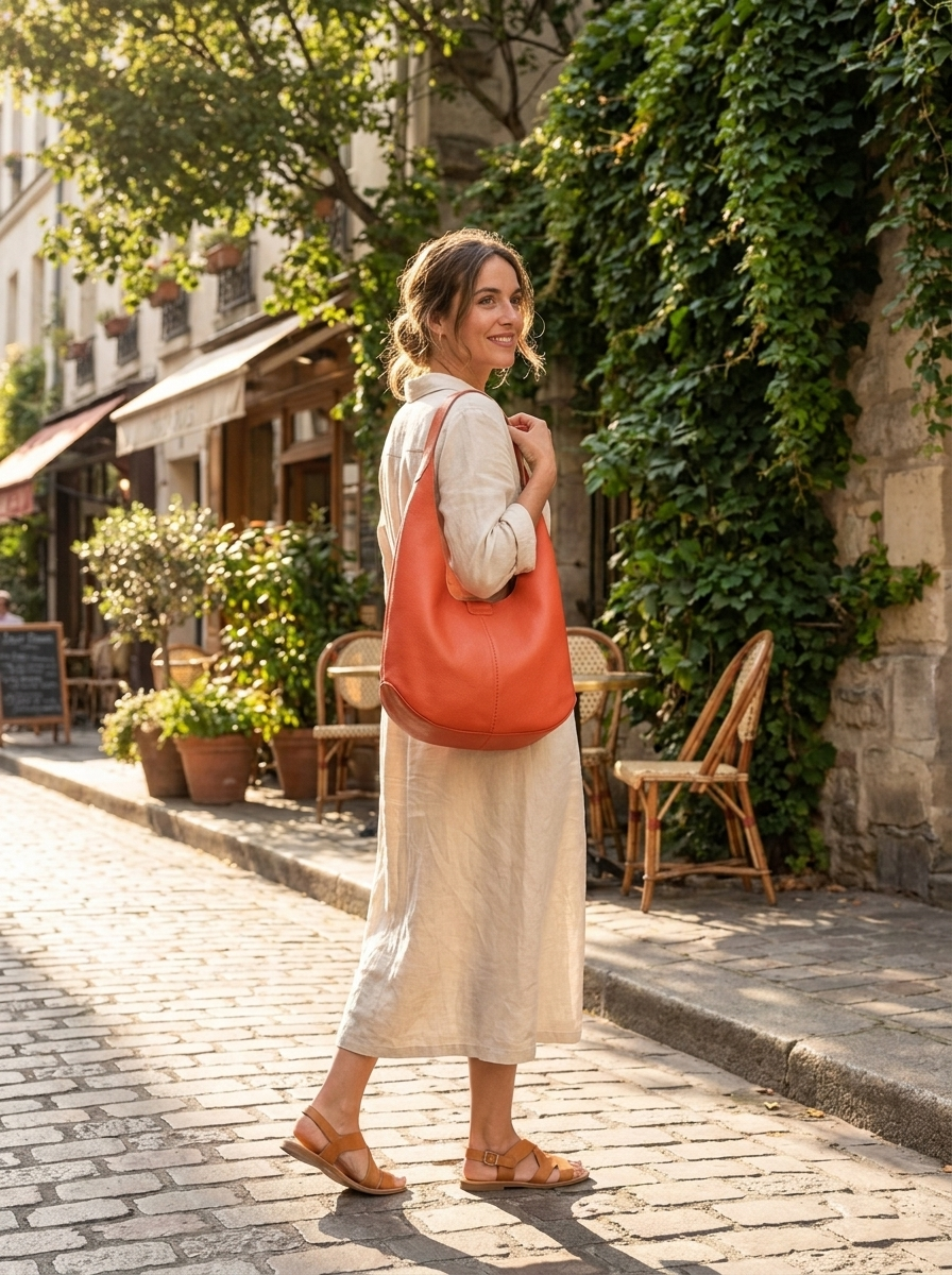 Women's Minimalist Hobo Shoulder Bag with small bag – 2 Piece Set