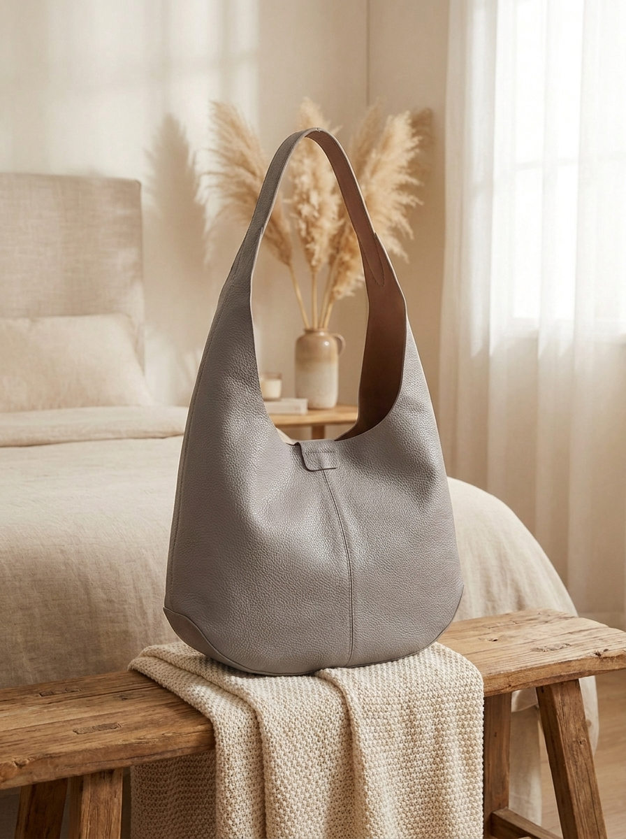 Women's Minimalist Hobo Shoulder Bag with small bag – 2 Piece Set
