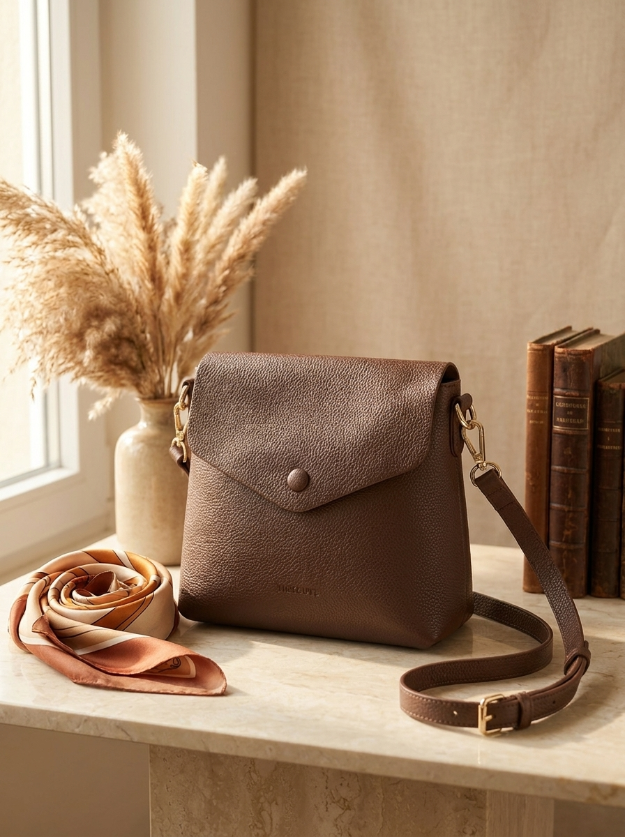 Women's Minimalist Hobo Shoulder Bag with small bag – 2 Piece Set