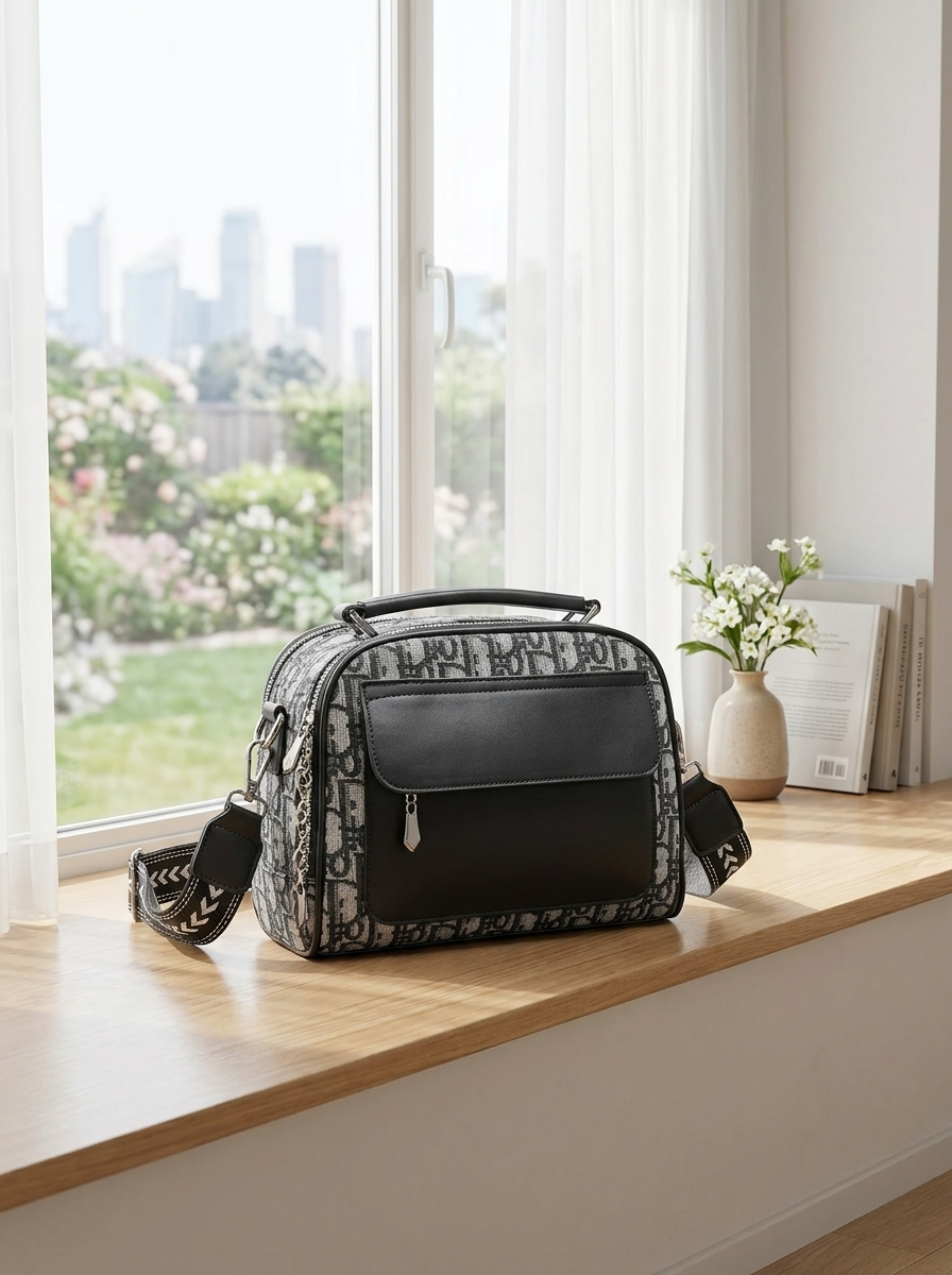 Elegant Structured Crossbody & Top Handle Handbag for Women – Multi-Pocket Everyday Shoulder Bag with Adjustable Strap