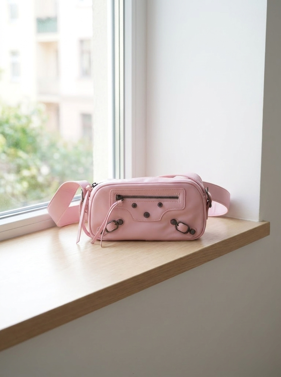 Women's Rivet Crossbody Bag - Lightweight Moto Shoulder Purse