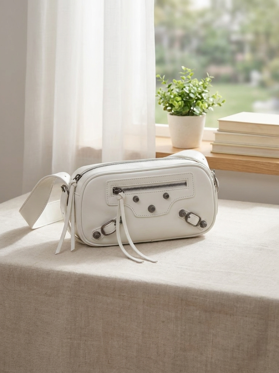 Women's Rivet Crossbody Bag - Lightweight Moto Shoulder Purse