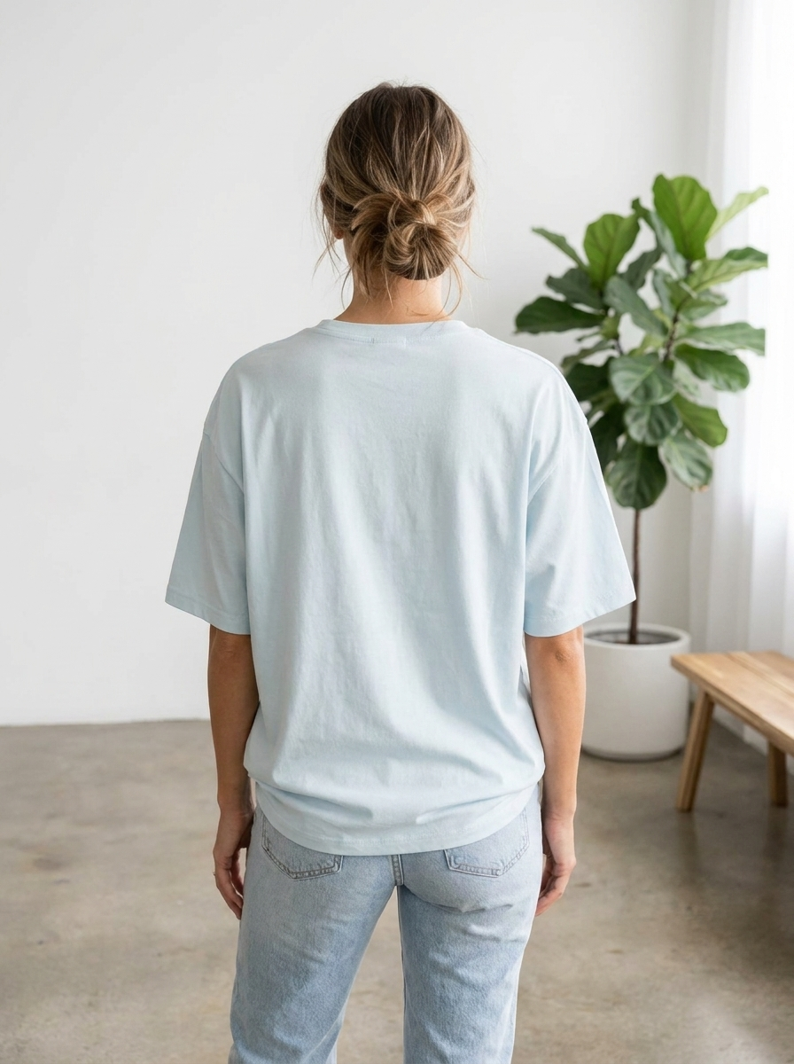 Women's Oversized Light Blue Graphic T-Shirt - "Bananas" Graphic Tee