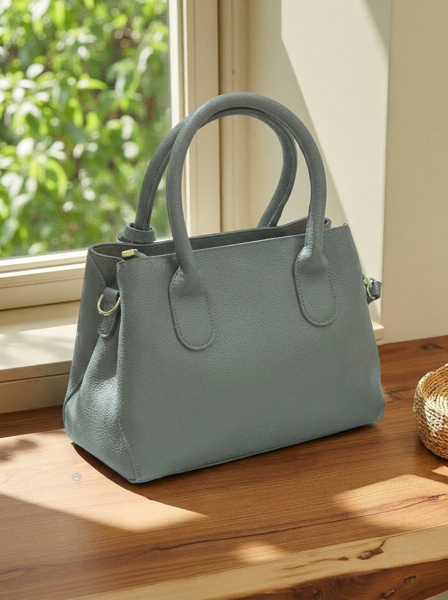 Classic Cognac Pebbled Satchel | Soft Top Handle Everyday Crossbody Tote