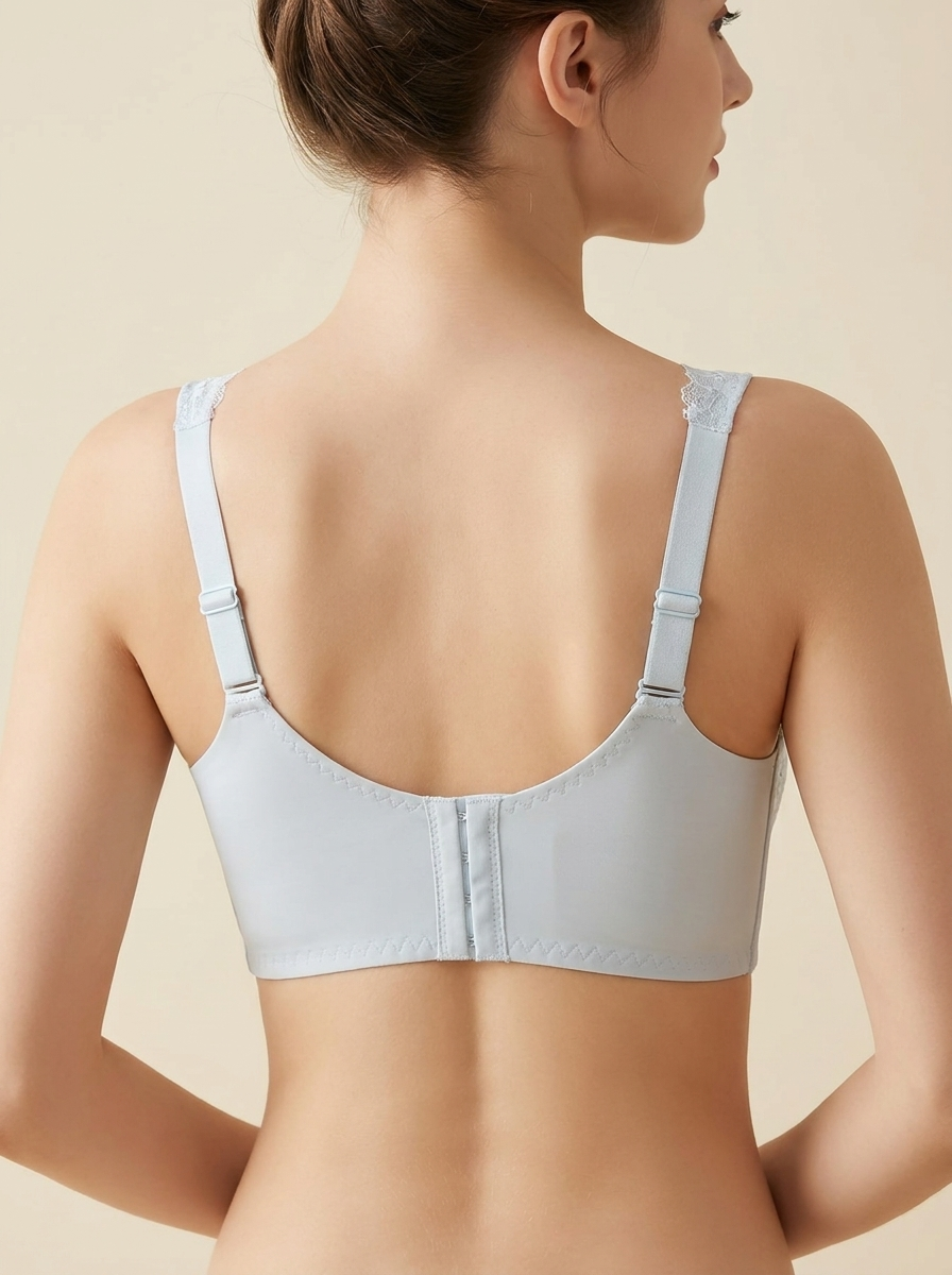 Women's Full Coverage Wireless Lace Bra – Back Smoothing Comfort Bralette