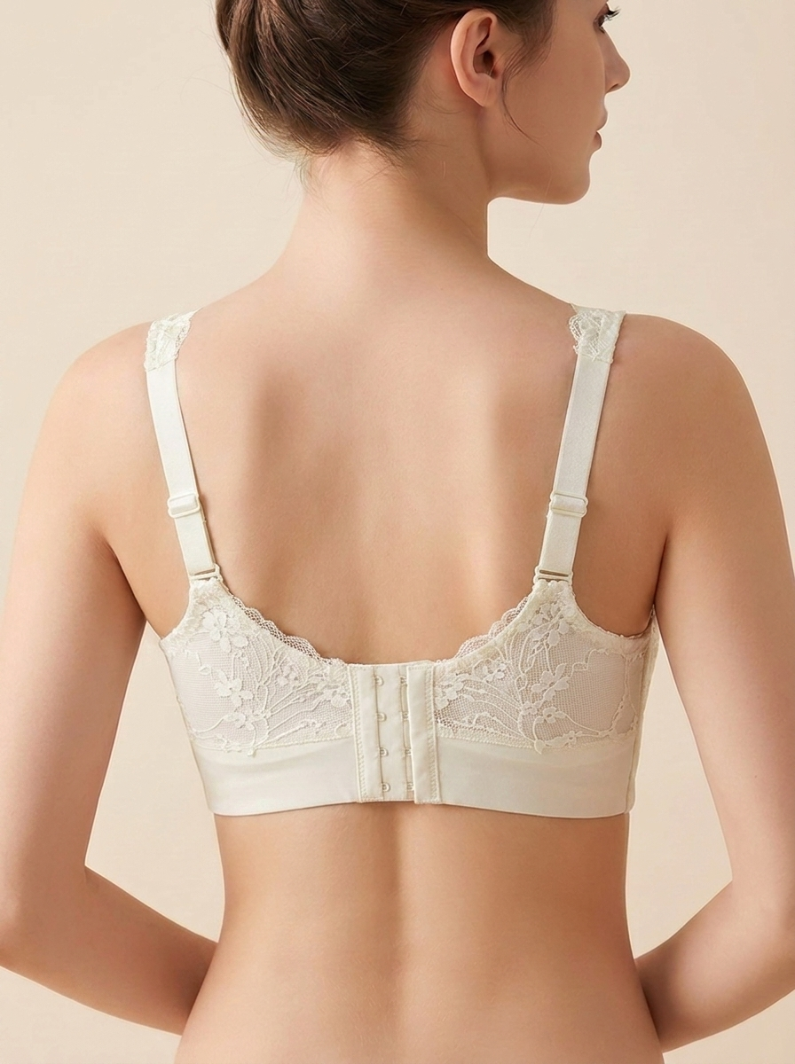 Women's Full Coverage Wireless Lace Bra – Back Smoothing Comfort Bralette