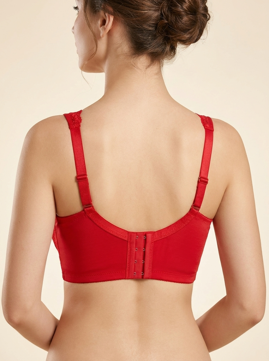 Women's Full Coverage Wireless Lace Bra – Back Smoothing Comfort Bralette