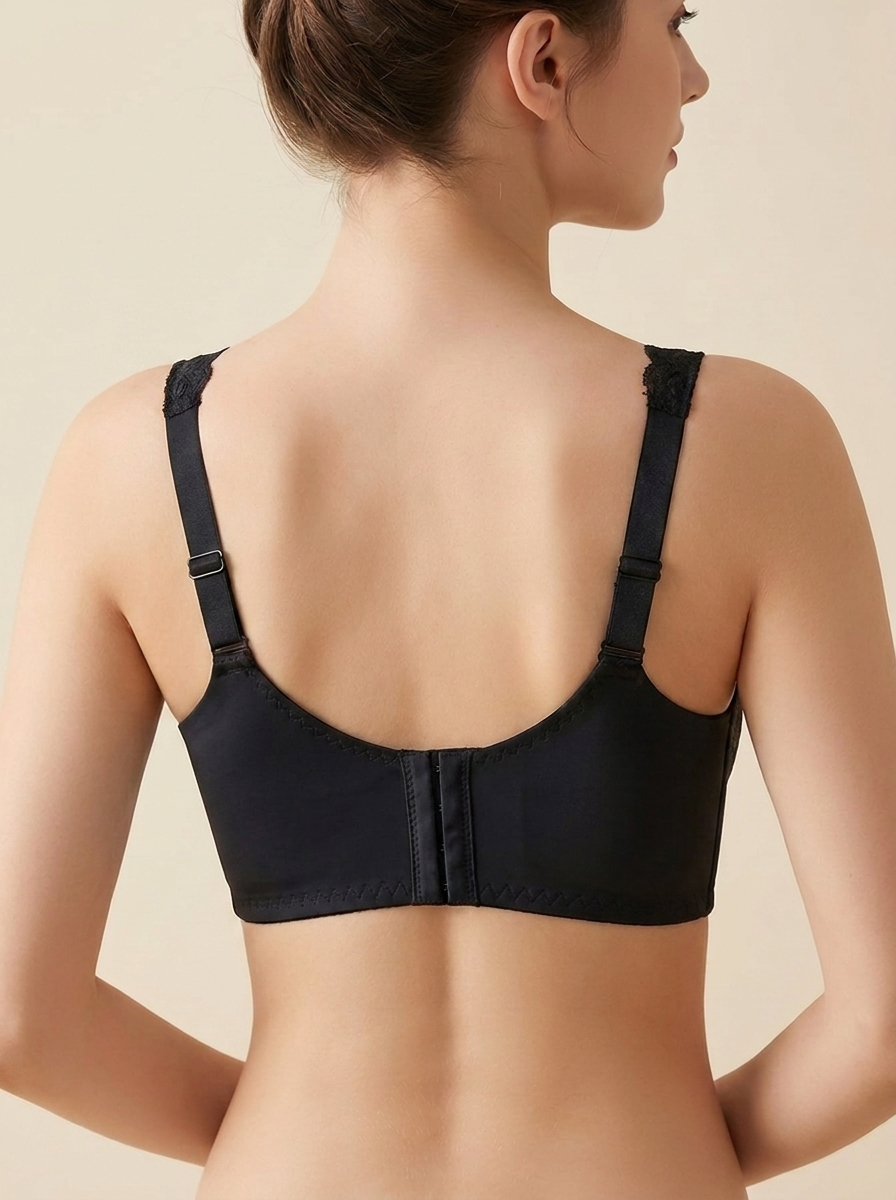 Women's Full Coverage Wireless Lace Bra – Back Smoothing Comfort Bralette
