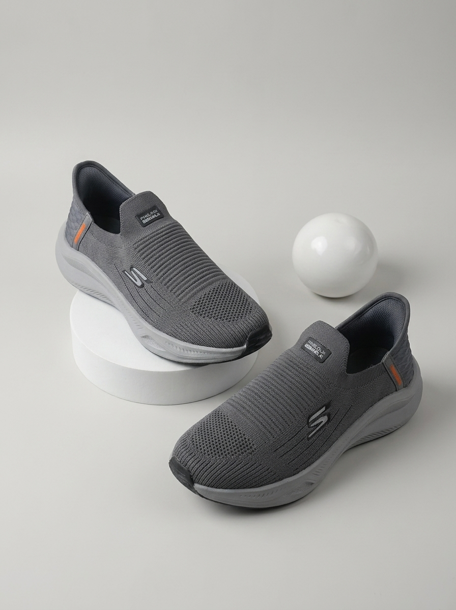 Men's Slip-On Knit Athletic Shoes – Lightweight Breathable Walking Sneakers