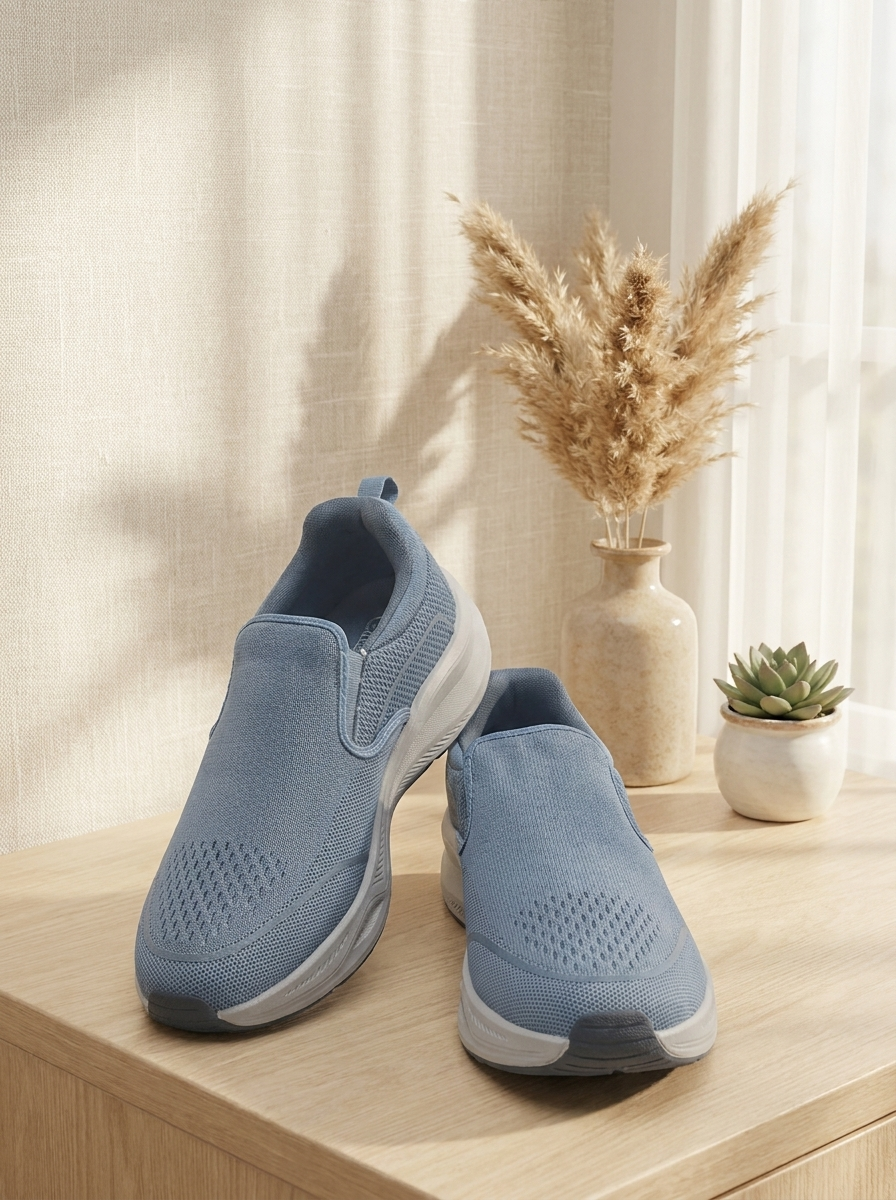 Men's Slip-On Knit Walking Shoes – Breathable Laceless Casual Sneakers