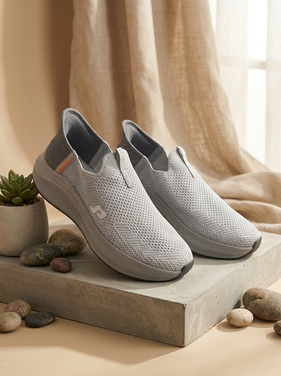 Men's Slip-On Knit Athletic Shoes – Lightweight Breathable Walking Sneakers