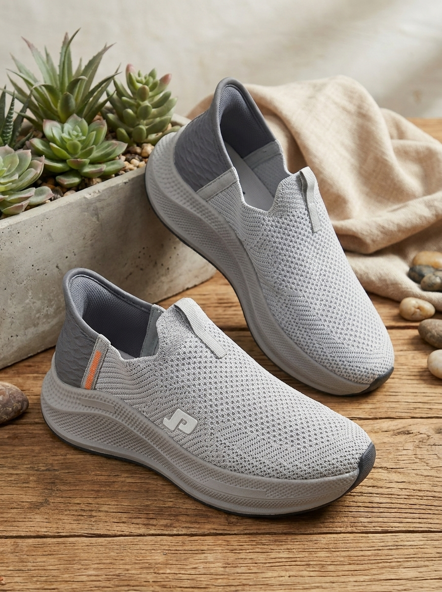 Men's Slip-On Knit Athletic Shoes – Lightweight Breathable Walking Sneakers