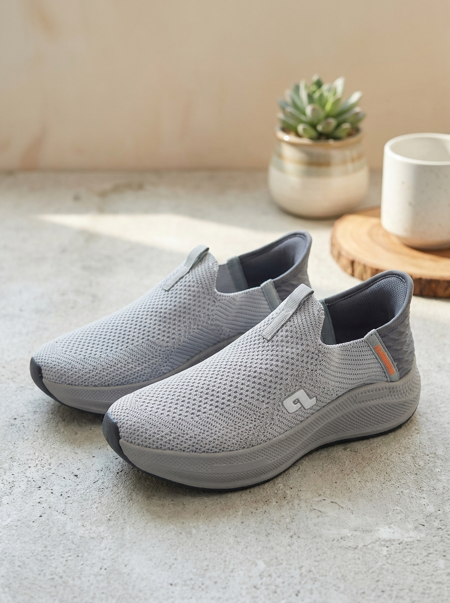 Men's Slip-On Knit Athletic Shoes – Lightweight Breathable Walking Sneakers