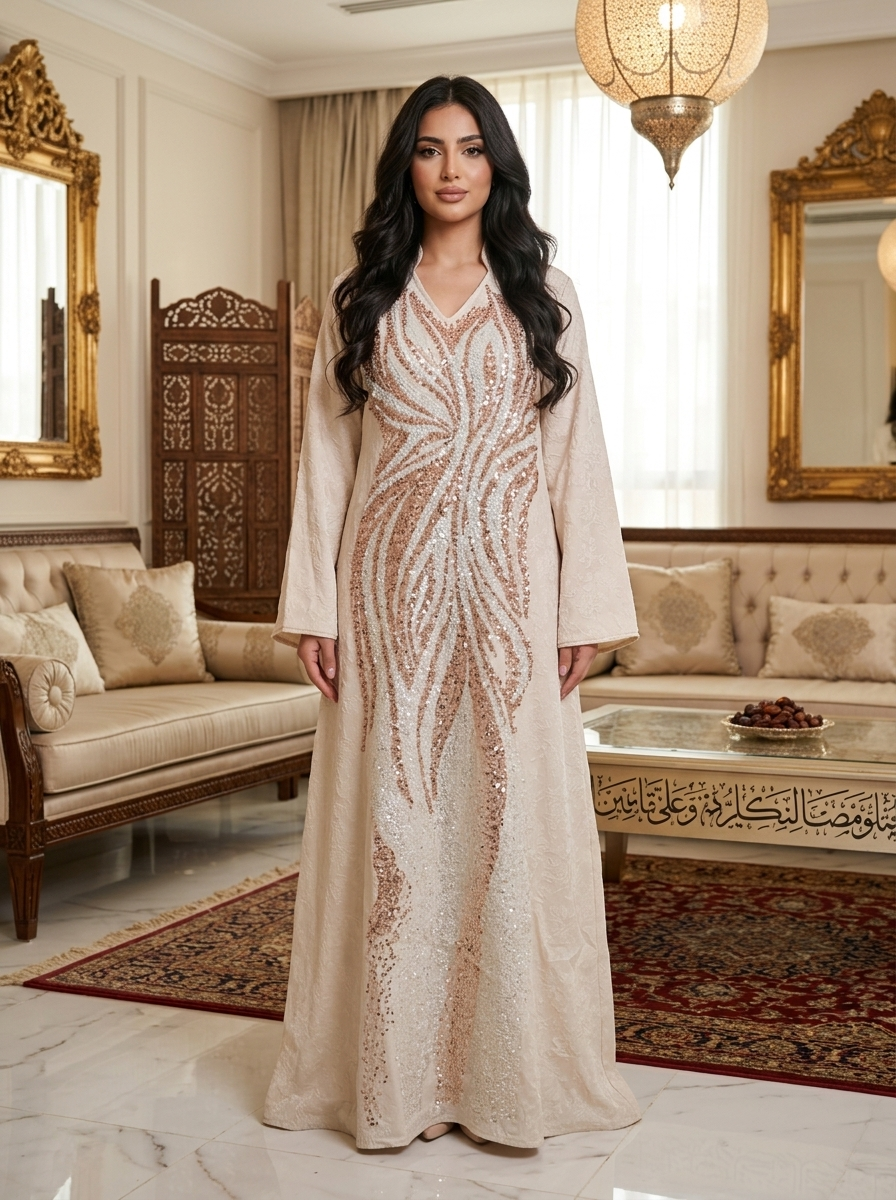 Luxury Beaded Moroccan Kaftan Dress for Women